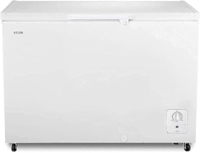 Kelon 330 Liters Chest Freezer, Large Deep Freezer with Storage Basket, Mechanical Temperature Control, Front Water Disposal Device, Silver, KFC-33DD4SA1 "Min 1 year manufacturer warranty