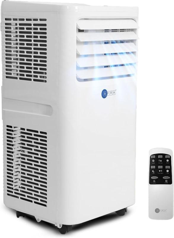 AFRA Portable Air Conditioner, 9,000 BTU, 2,300W Heating, Eco-Friendly R290 Refrigerant, 1.2L/h Dehumidifying, 300m³ Air Circulation, Remote Control, LED Display, AF-900PACWH, 2 Year Warranty.