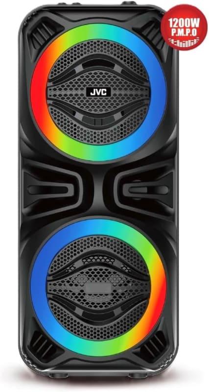 JVC Portable Bluetooth Party Speaker 1200Watts PMPO Powerfull Output Sound sensitive LED lights with Microphone - XS-N2124PB