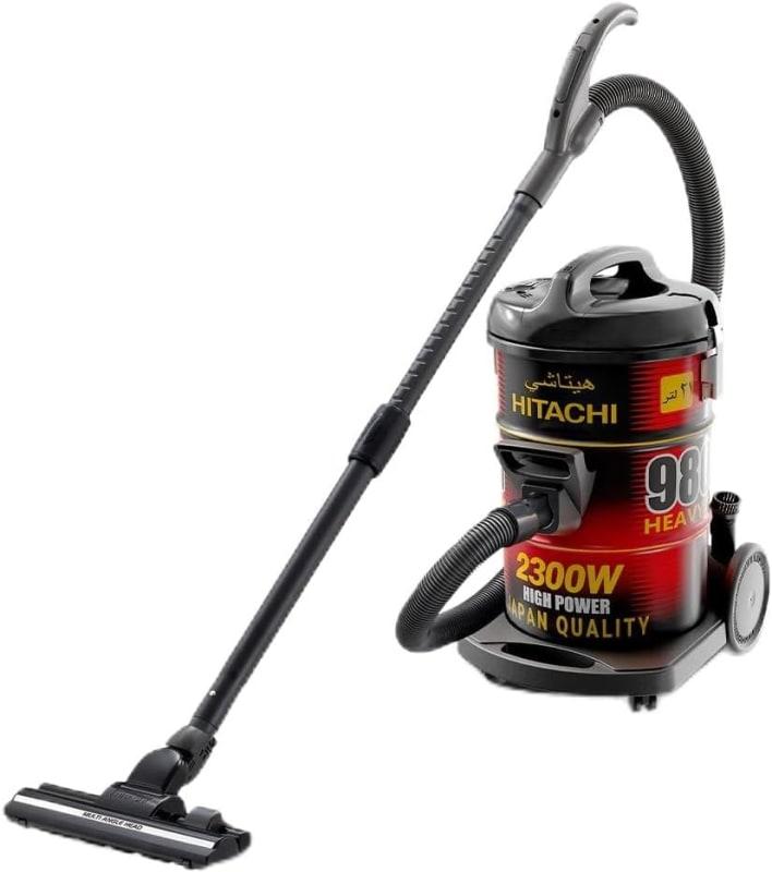 HITACHI Drum Vacuum Cleaner 2300 Watts, 23L Tank Dust Capacity, Aero Power Brush to Clean Efficiently, Metal Pipe Dusting Brush & Crevice Nozzle, Washable Filter, Best for Home & Office - CV980TJ