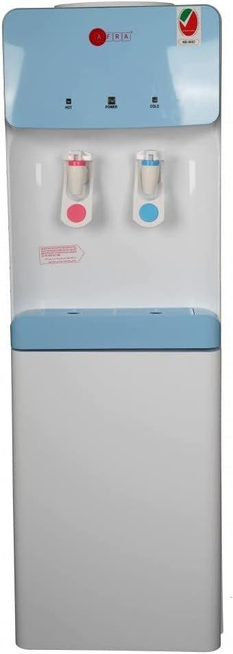 AFRA Water Dispenser Cabinet, 5L, 630W, Floor Standing, Top Load, Compressor Cooling, 2 Tap, Stainless Steel Tanks, Blue & White, AF-95WDWT, 2 years Warranty