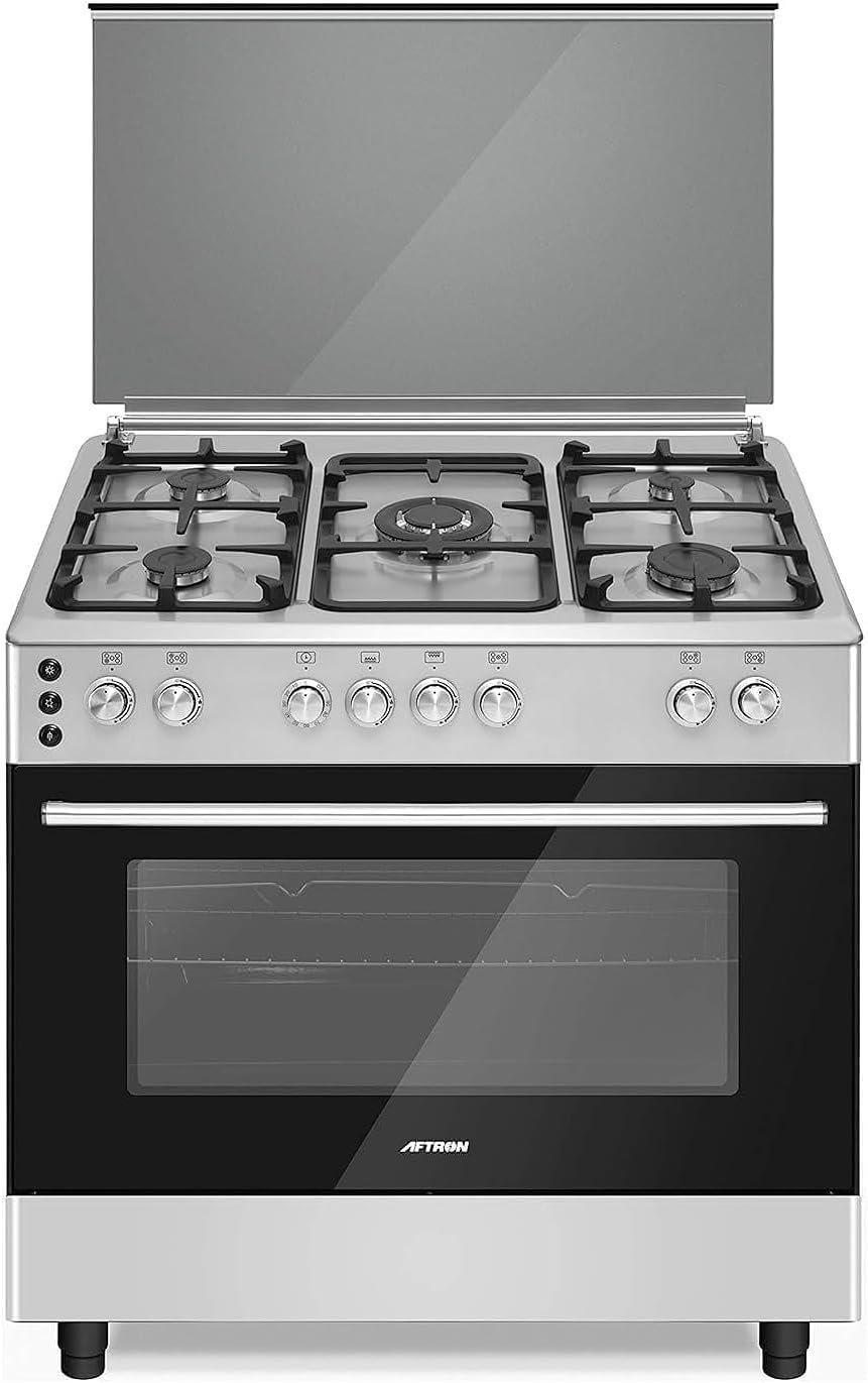 AFTRON CAST IRON 5 BURNER GAS COOKER 90X60 - AFGR9075CFSD