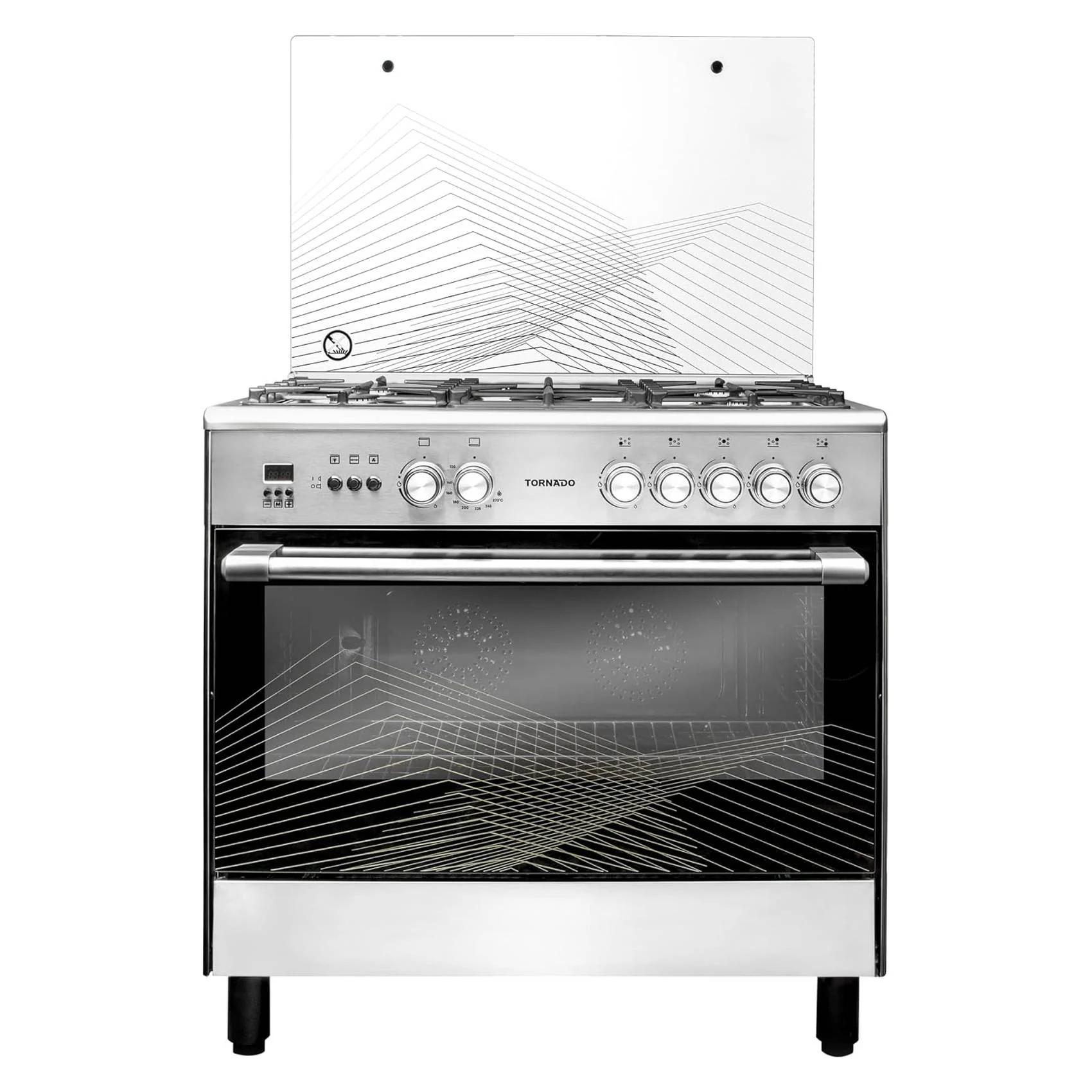 TORNADO 9T10HLA1X0ASG 90x60cm Freestanding Cooker, Full Gas Cooking Range with 5 Burners