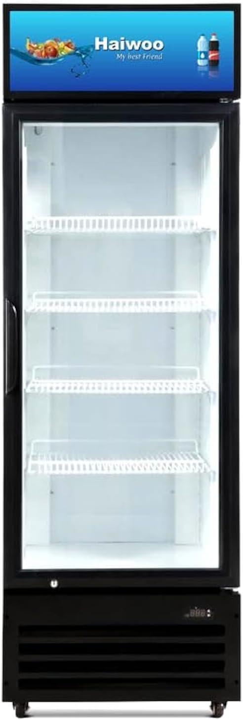 Haiwoo Showcase Chiller Single Glass Door 500L, Cooling GrossCapacity 400L, Net Capacity 380Litre - Hwch-500ECH - 1 Years Full & 5 Years Compressor Warranty 62x60x195Cm Body Color Black, Inside White