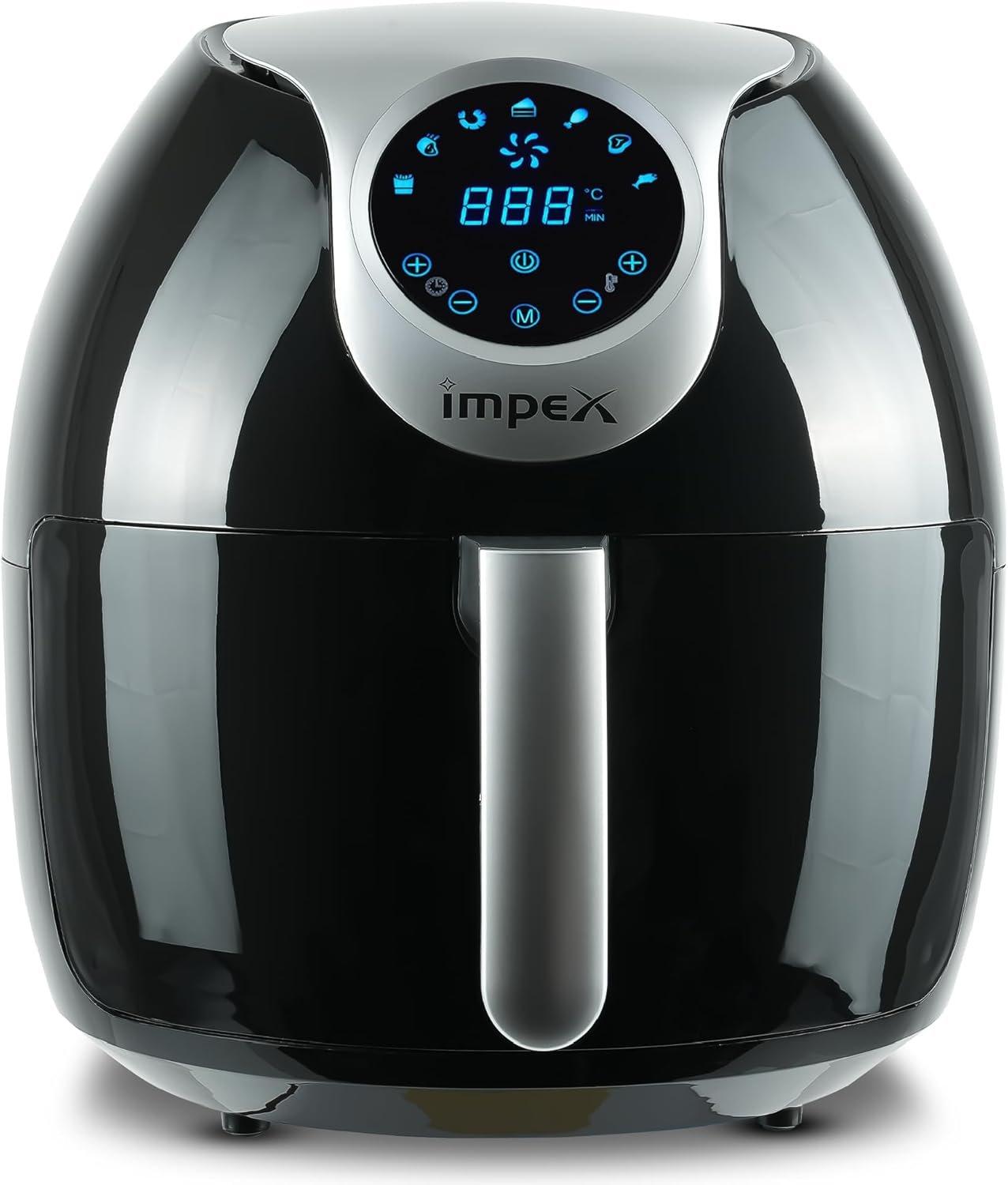 Impex Digital Air Fryer For Home, 10 Litre,1800W Oil-free Cooking, Digital Display with Touch Screen, Adjustable Timer And Temperature, Auto Cut Off, Fry, Grill, Roast, Steam &Bake,2 Years Warranty - AF 4310