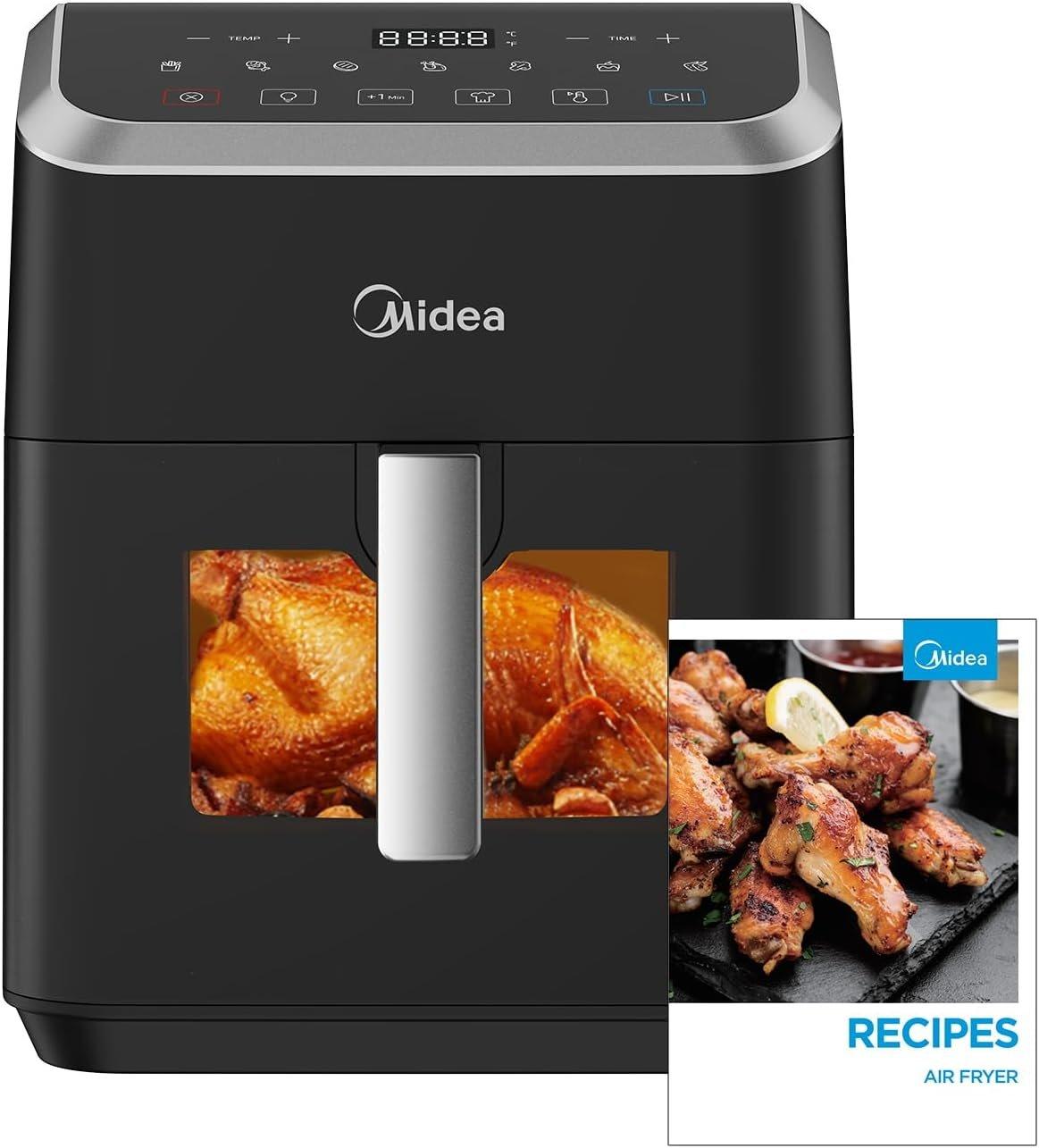 Midea Air Fryer With Digital Touch Control, 7L Capacity, X Cycloneair Technology, See Through Window, Frying, Grilling, Broiling, Roasting, Timer Up To 60 Mins Temperature Control 200°C - MAD-740F2APK