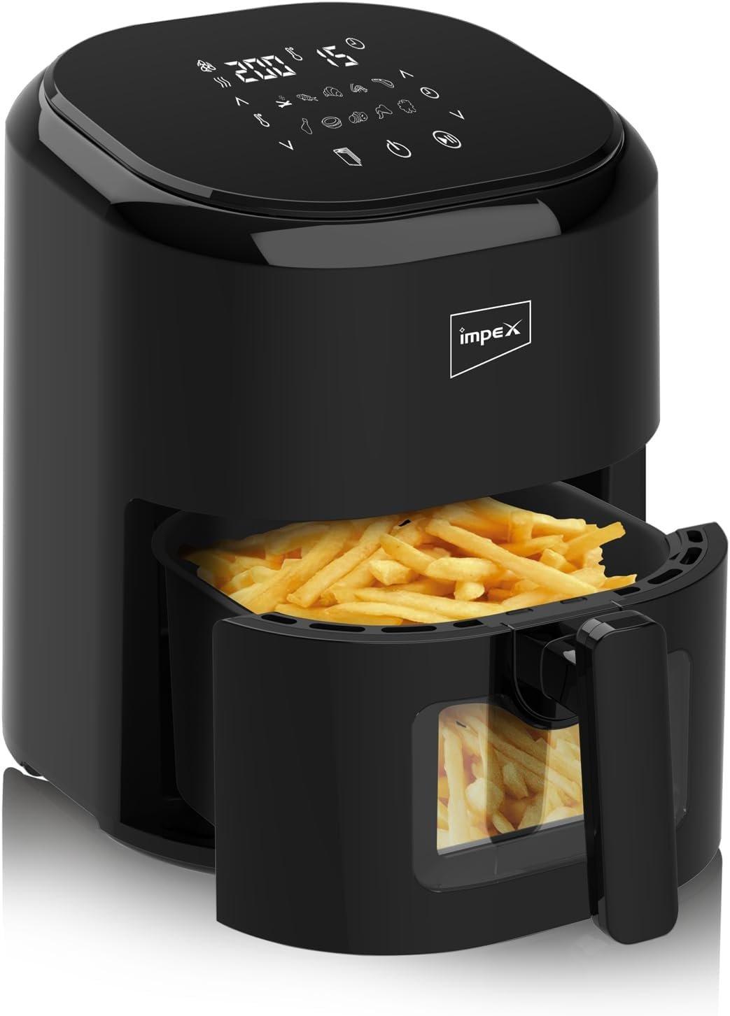Impex Air Fryer With Adjustable Temperature Control, Overheating Protection 4.5 Litre 1200Watts Black - AF 4307