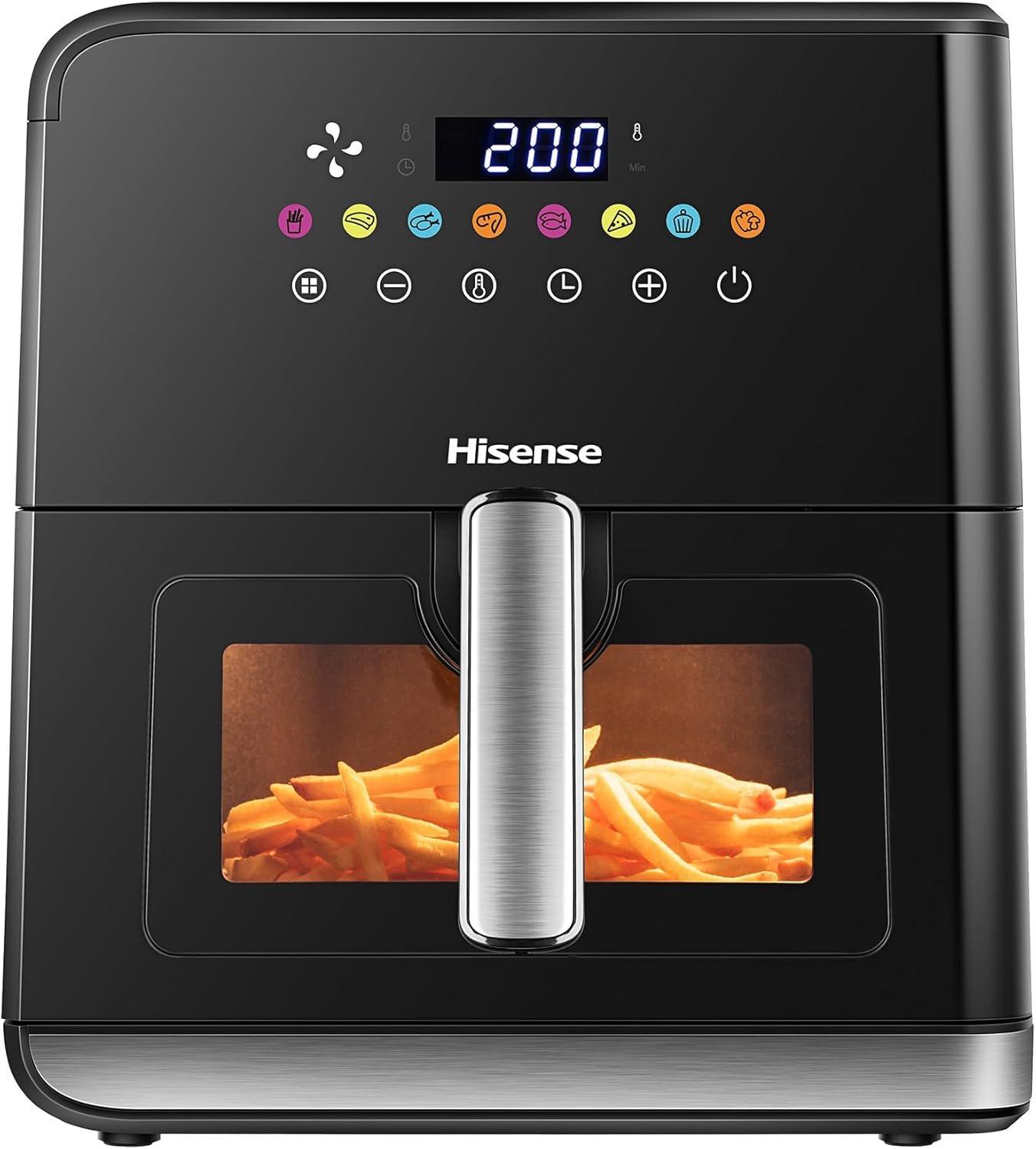 Hisense 1700Watts Air Fryer with Colorful Touch Panel and Visible Cooking Window, 8 Litre Capacity, Black - H09AFBKS4S