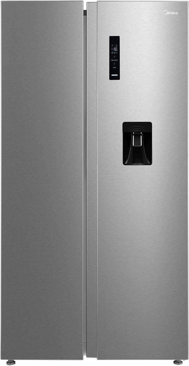 Midea 704L Gross & 513L Net Capacity Side by Side Refrigerator With Water Dispenser, Frost Free With Humidity Control, Electronic Touch Screen, Inverter Quattro, Multi Air Flow, Silver - MDRS704FIE02AE