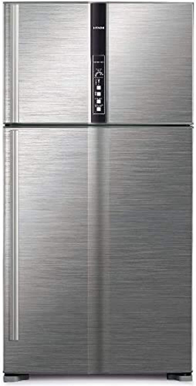 Hitachi 990Litre Gross Top Mount Double Door Premium Refrigerator, 10 Year Warranty on Inverter Compressor, 2 Doors Fridge, Dual Fan Cooling, LED Panel, Twist Ice Tray, Brilliant Silver - RV990PUK1KBSL