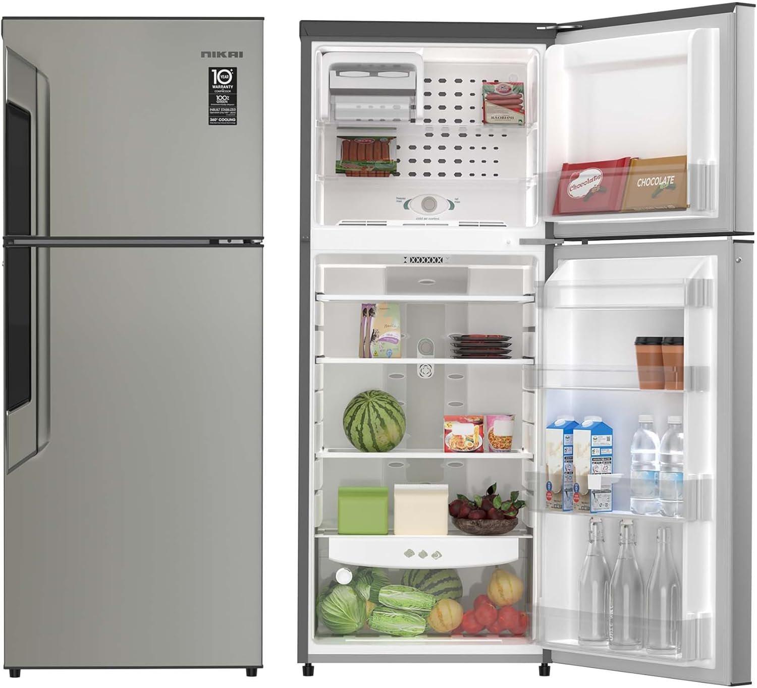Nikai 500Litre Gross/319Litre Net, Double Door Refrigerator, NO FROST Top Mount Fridge, R600A Power Saving, CFC Free, Best for Home & Office, High-Cooling Inverter Compressor – NRF500FSS