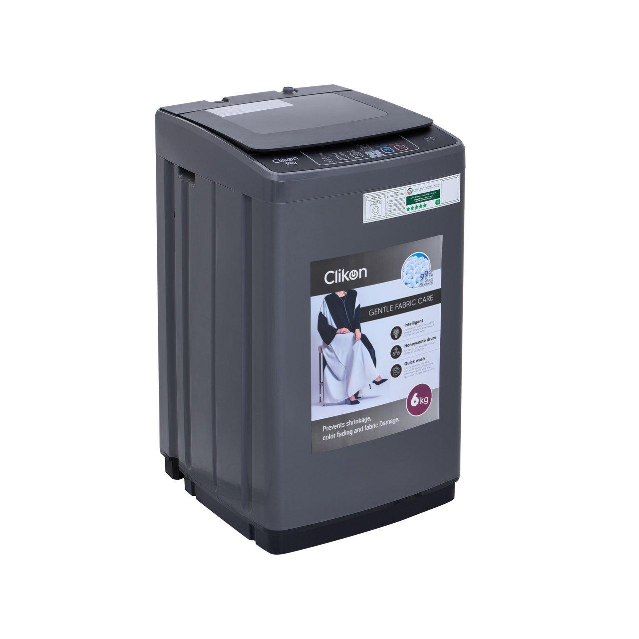 Clikon Fully Automatic Washing Machine, Top Load Mechanism With Child Lock Function, 6kg Capacity- CK653