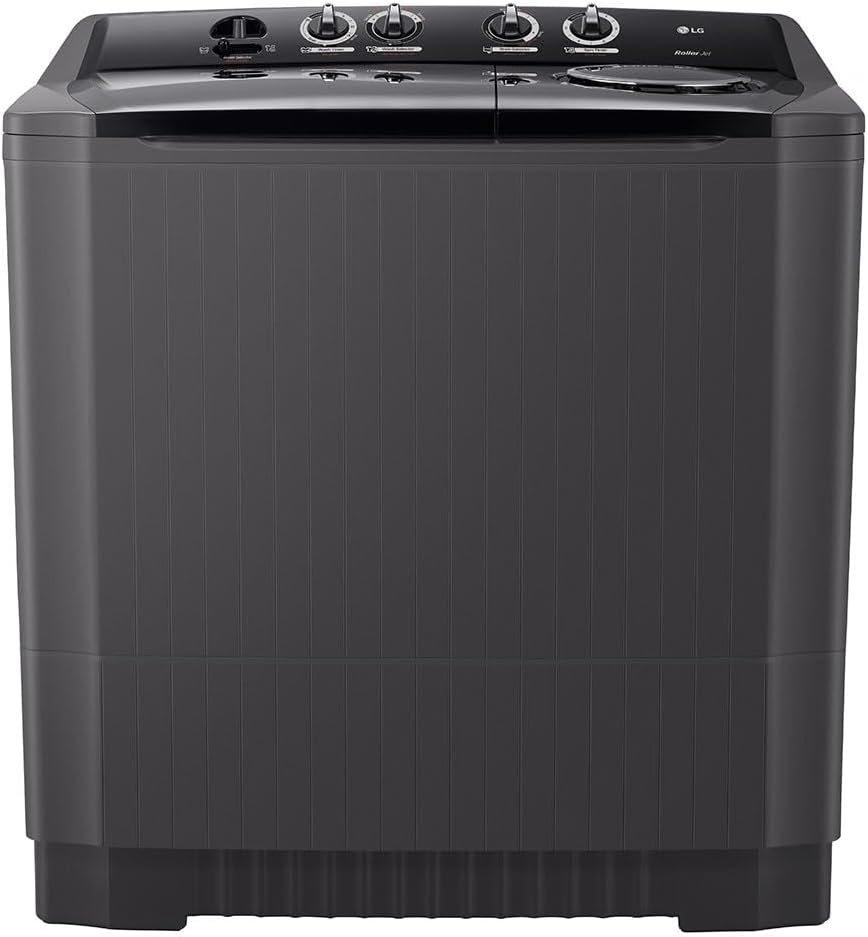 LG Twin Tub Wind Jet Dry 3 Wash Programs Washing Machine, 14 kg Capacity, Black - P2061NT