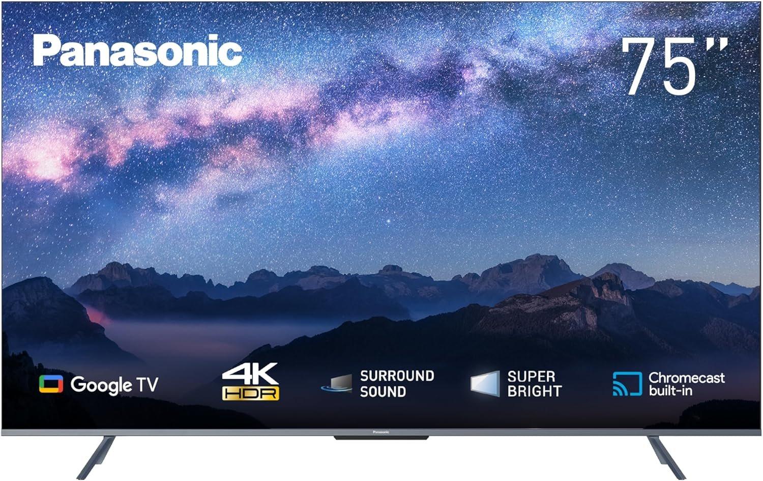 Panasonic 75 Inch 4K LED Google TV Surround sound HDR Chromecast built-in, Hands Free Google Assistant, 4K Color Engine, Hexa Chroma Drive - TH-75MX740M