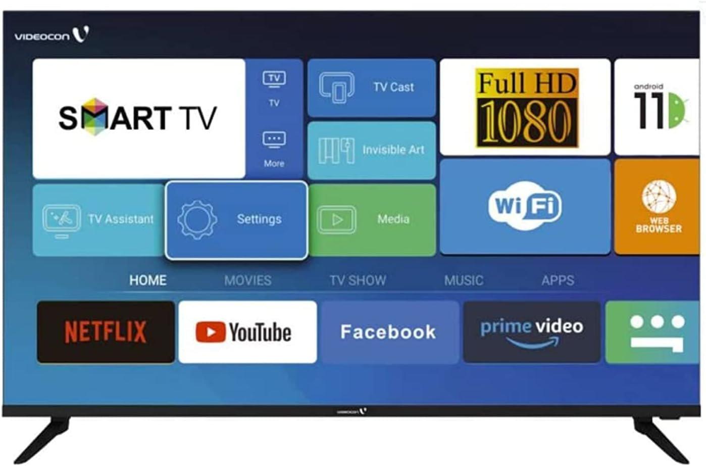 Videocon 43" TV Full HD Smart Android 11 Google Play Netflix, YouTube, Shahid, Built, in Bluetooth, & WiFi - E43EL1100-1 Year Full Warranty.