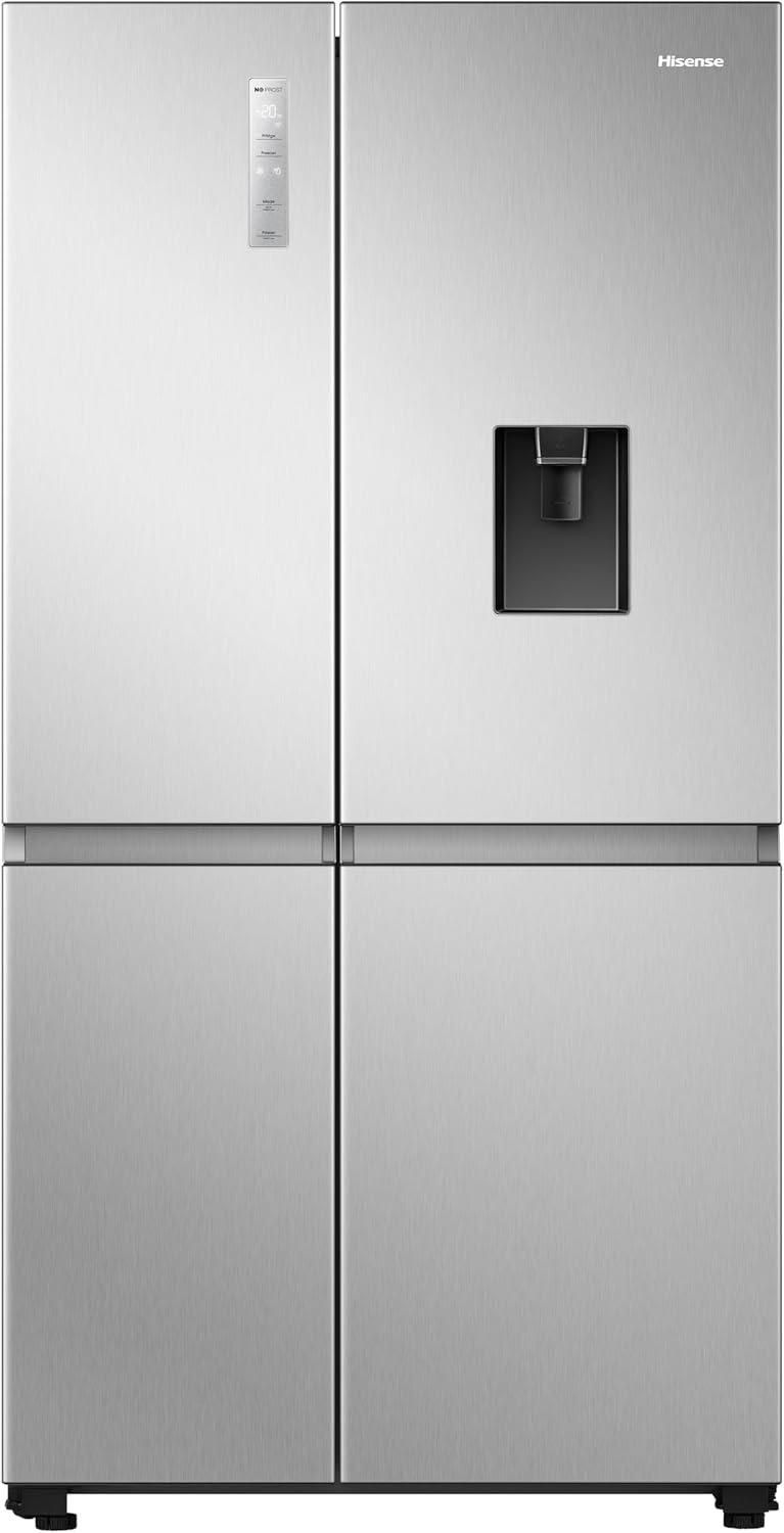 Hisense Two Door Side by Side 668 Litre Fridge, Non plumbed Water Dispenser, Dual Temp Control Zone, Durable Inverter, 91×71.7×179.5 cm (LxWxH), Silver- RS3N668SMI3