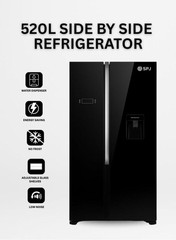 SPJ 520 Litres Side by Side Refrigerator with Water Dispenser – Model RF-BLT699C | No Frost Cooling, Large Capacity, Premium Design