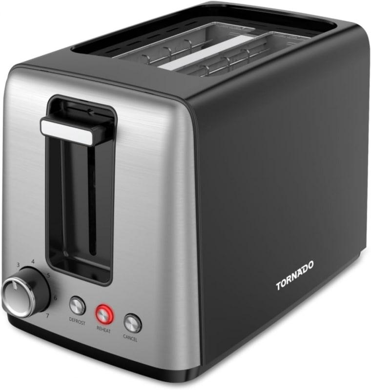 Tornado TTA01118-GS 2-Slice Toaster 700W, 7 Browning Settings, Reheat Defrost Cancel, Crumb Tray
