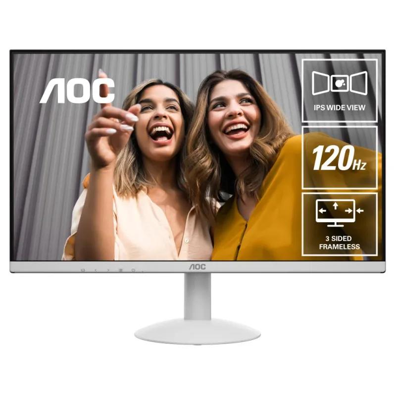 AOC 24B30H2 Monitor, 24" IPS Display, FHD Resolution, 120Hz Refresh Rate, 1ms (MPRT) Response Time, 16.7m Color Display, Adaptive Sync Technology, White | 24B30H2