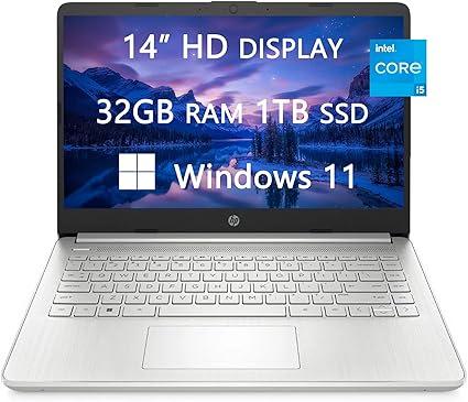 Hp 2023 Newest Laptops For College Student Business 14 Hd Intel Core I5 1135g7 32gb Ram 1tb Ssd Fast Charge Hdmi Webcam Bluetooth Light Weight Win 11 Free Hdmi Cable upgraded